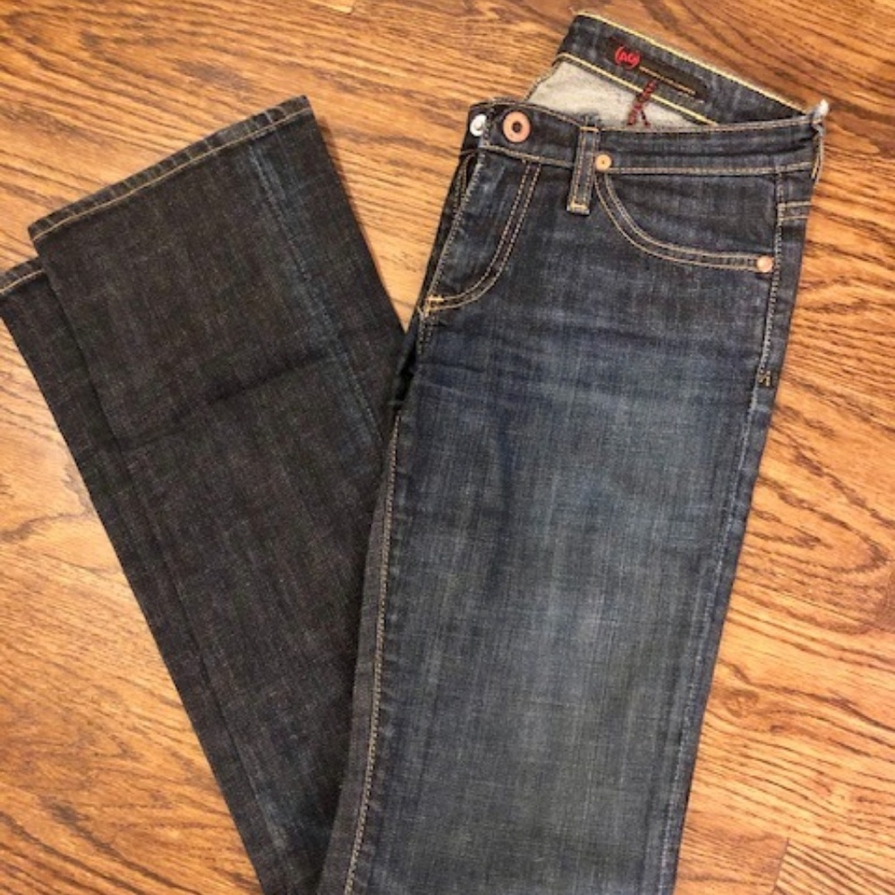 AG dark, straight -leg denim jeans